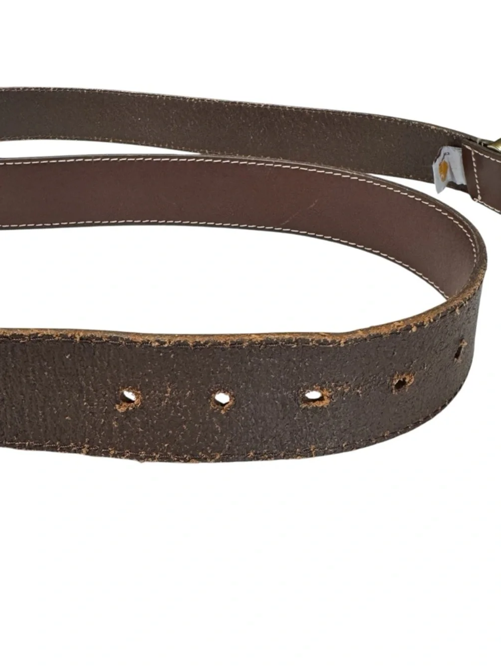 Carhartt Brown Leather Belt with Brass Buckle Size 40